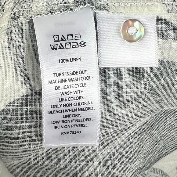 Tahari Tunic Shirt Dress Women’s Size Medium Tan Black Botanical Leaf 100% Linen - Picture 7 of 8